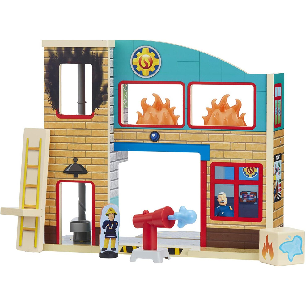 Character Options Fireman Sam Wooden Pontypandy Fire Station