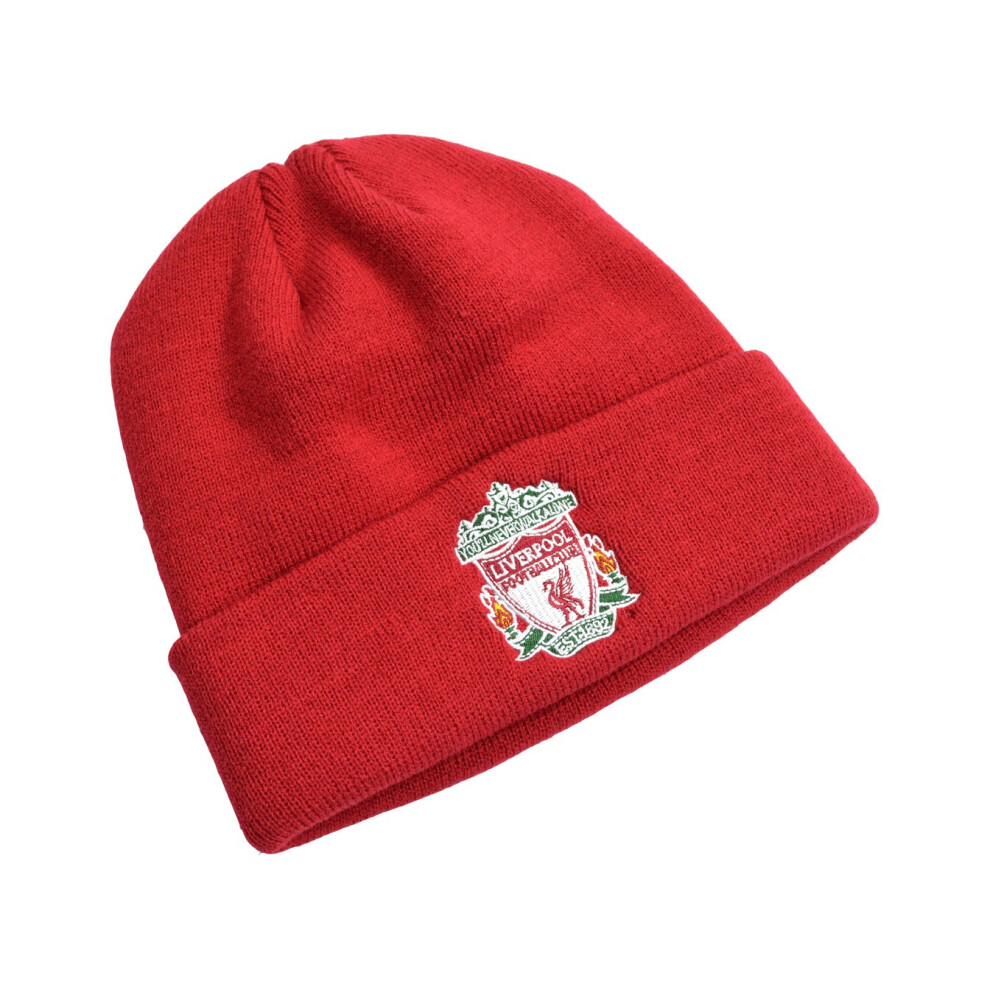 Liverpool Fc Classic Crest Knitted Turn Up Hat Red