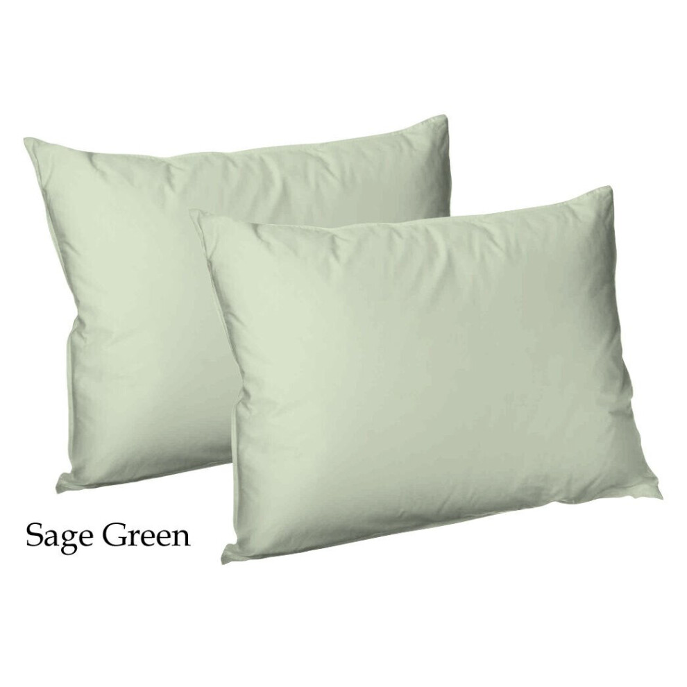 (2x Polycotton Pillowcases (Sage Green)) Pack of 2,4 Polycotton Pillowcases Standard Size Super Soft Valuable Bedroom Pillow Covers Only.