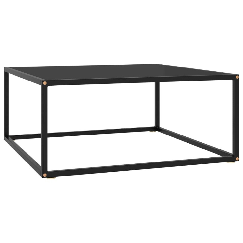 vidaXL Tea Table Black with Black Glass 80 cm Accent Couch Sofa Coffee Desk