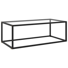 vidaXL Tea Table Black with Tempered Glass 100 cm Accent Couch Coffee Desk