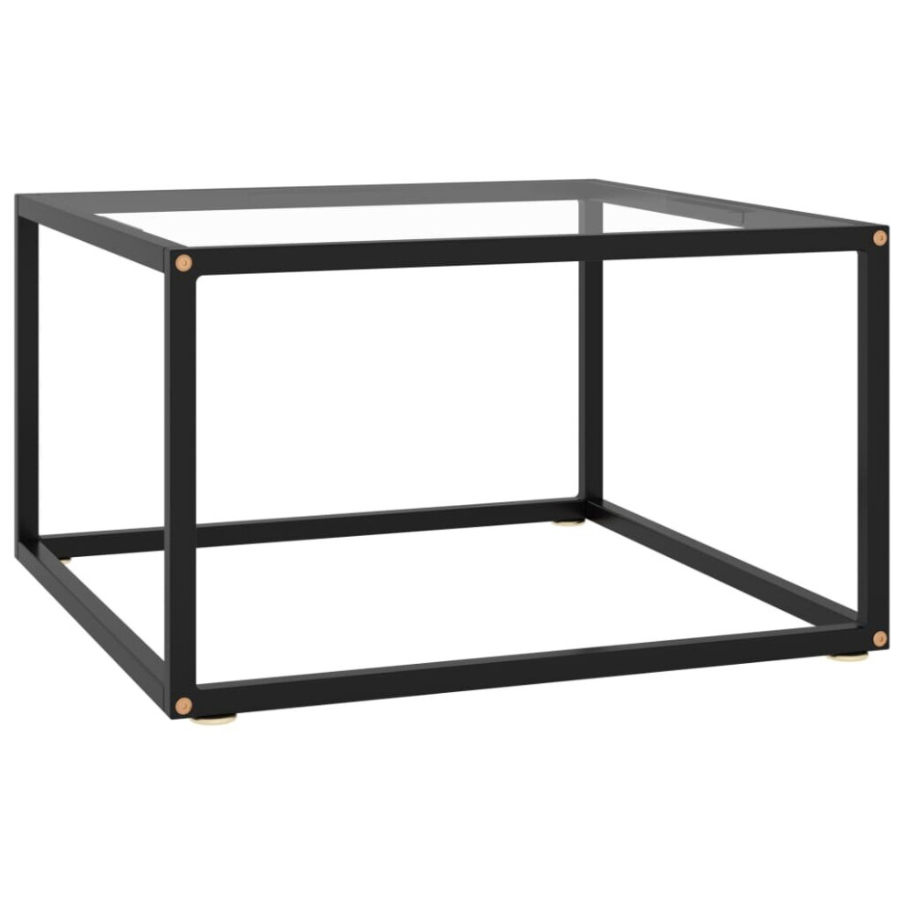 Vidaxl Black Tea Table With Tempered Glass 60 Cm Accent Couch Sofa Coffee Desk