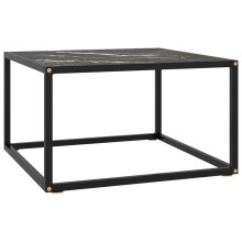 vidaXL Tea Table Black with Black Marble Glass 60 cm Couch Sofa Coffee Desk