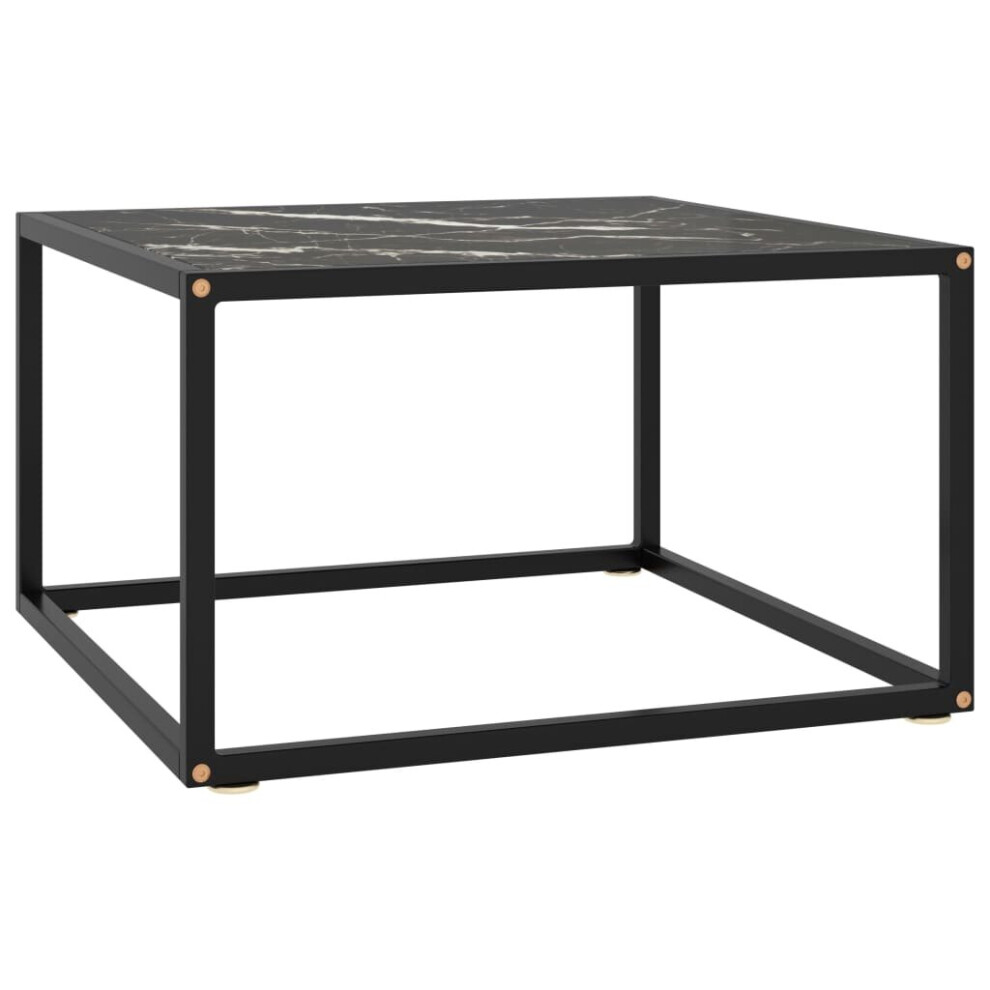 vidaXL Tea Table Black with Black Marble Glass 60 cm Couch Sofa Coffee Desk
