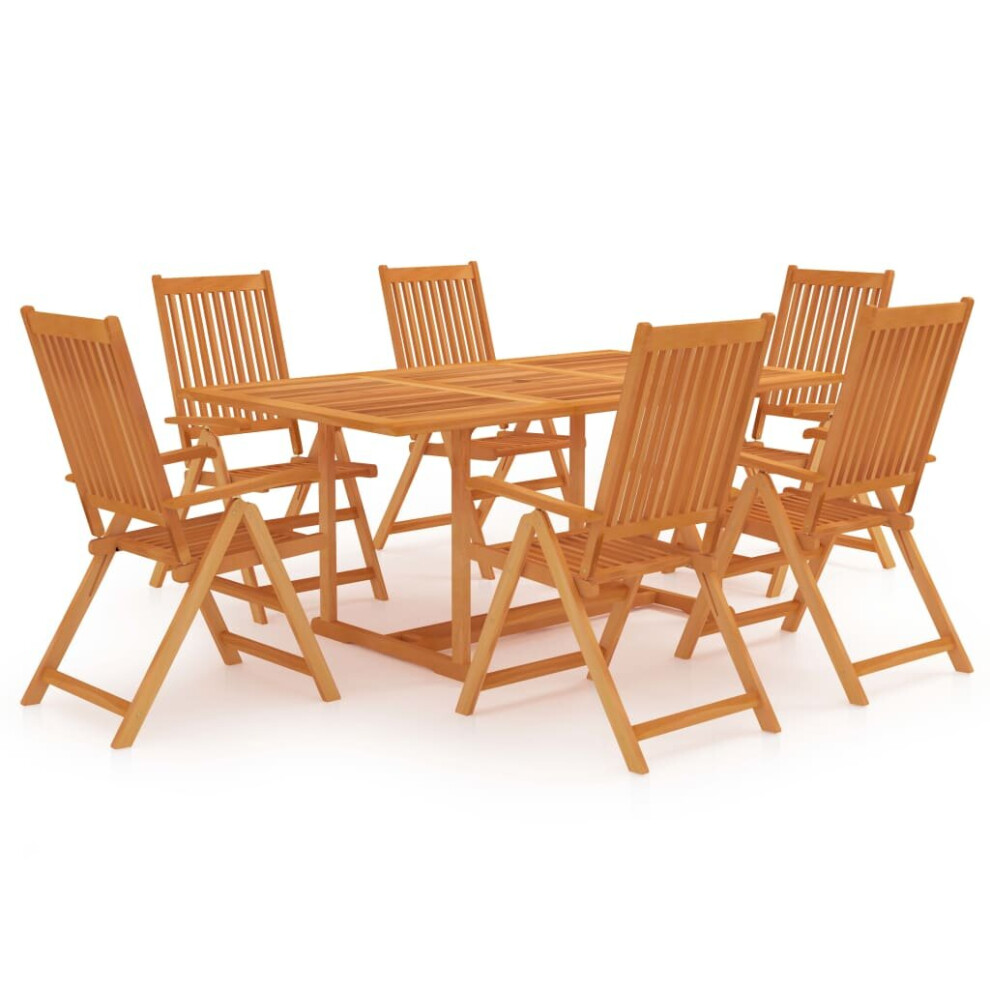 vidaXL Solid Teak Wood Garden Dining Set 7 Piece Wooden Outdoor Furniture Set