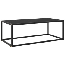 vidaXL Tea Table Black with Black Glass 100 cm Accent Couch Sofa Coffee Desk