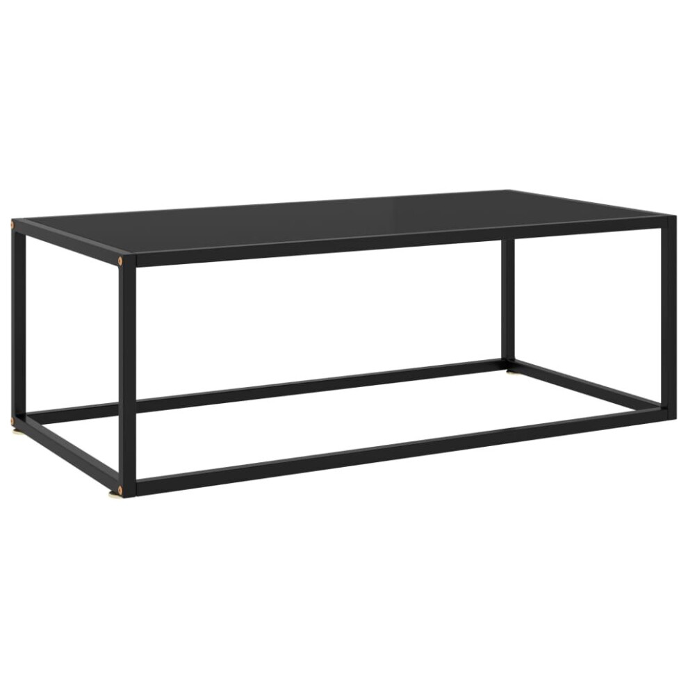 vidaXL Tea Table Black With Black Glass 100 Cm Accent Couch Sofa Coffee Desk