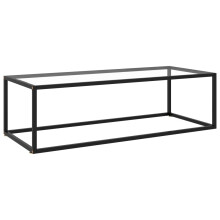 vidaXL Tea Table Black with Tempered Glass 120 cm Accent Couch Coffee Desk