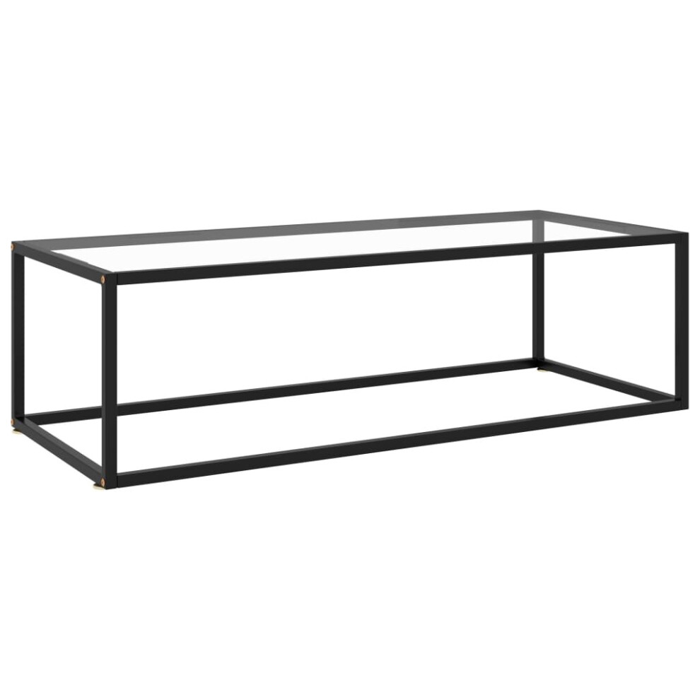 Vidaxl Tea Table Black With Tempered Glass 120 Cm Accent Couch Coffee Desk