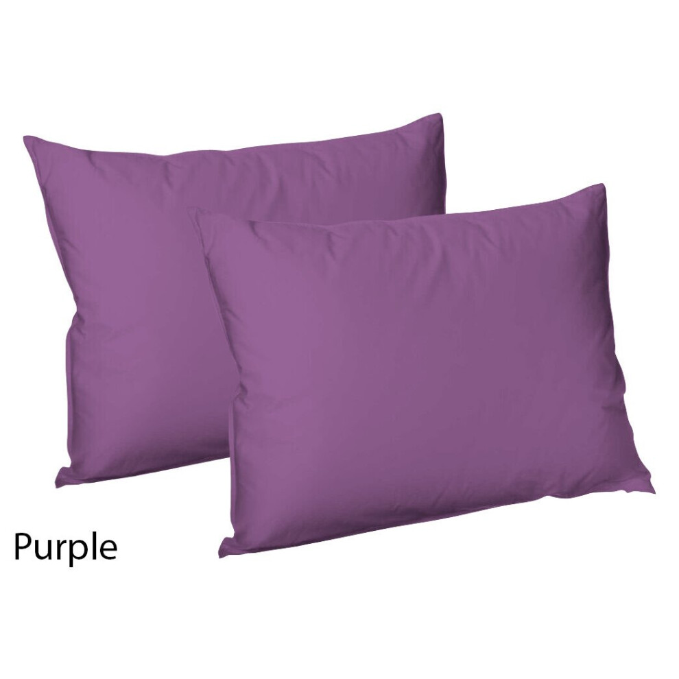 (4x Polycotton Pillowcases (Purple)) Pack of 2,4 Polycotton Pillowcases Standard Size Super Soft Valuable Bedroom Pillow Covers Only.