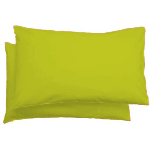 (2x Polycotton Pillowcases, Lime Green) Pack of 2,4 Polycotton Pillowcases Standard Size Super Soft Valuable Bedroom Pillow Covers Only.