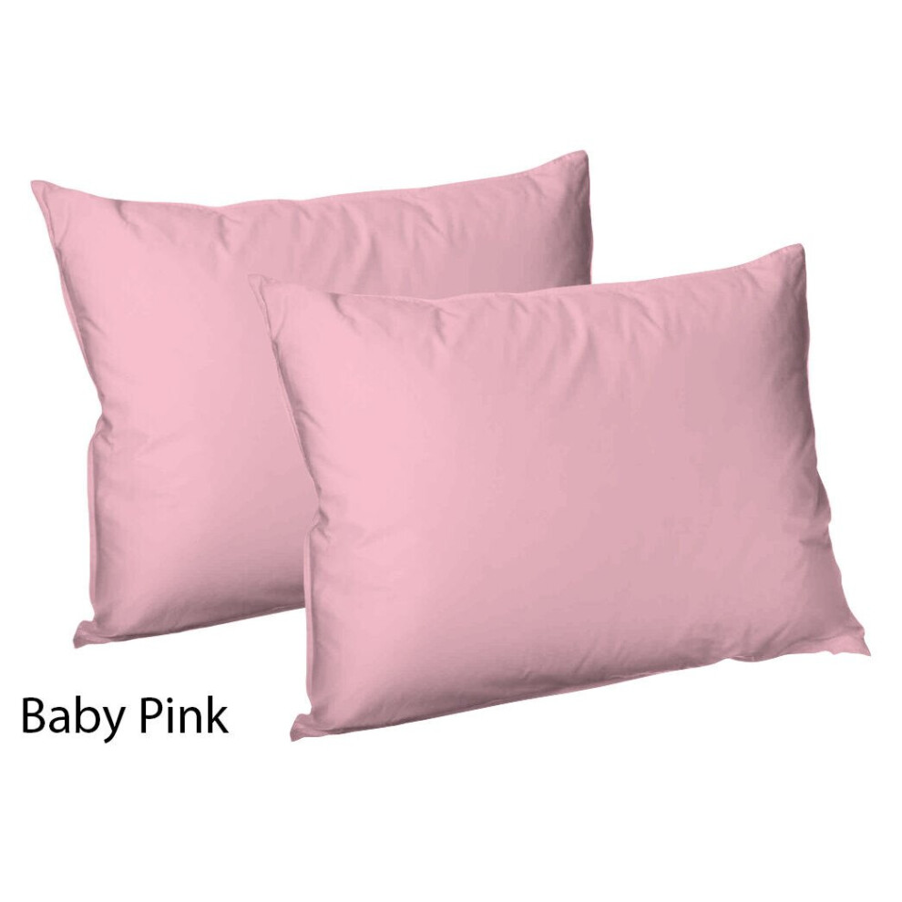 (2x Polycotton Pillowcases (Baby Pink)) Pack of 2,4 Polycotton Pillowcases Standard Size Super Soft Valuable Bedroom Pillow Covers Only.