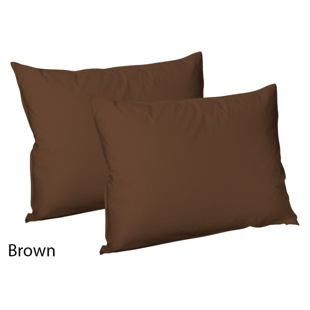 (2x Polycotton Pillowcases (Brown)) Pack of 2,4 Polycotton Pillowcases Standard Size Super Soft Valuable Bedroom Pillow Covers Only.