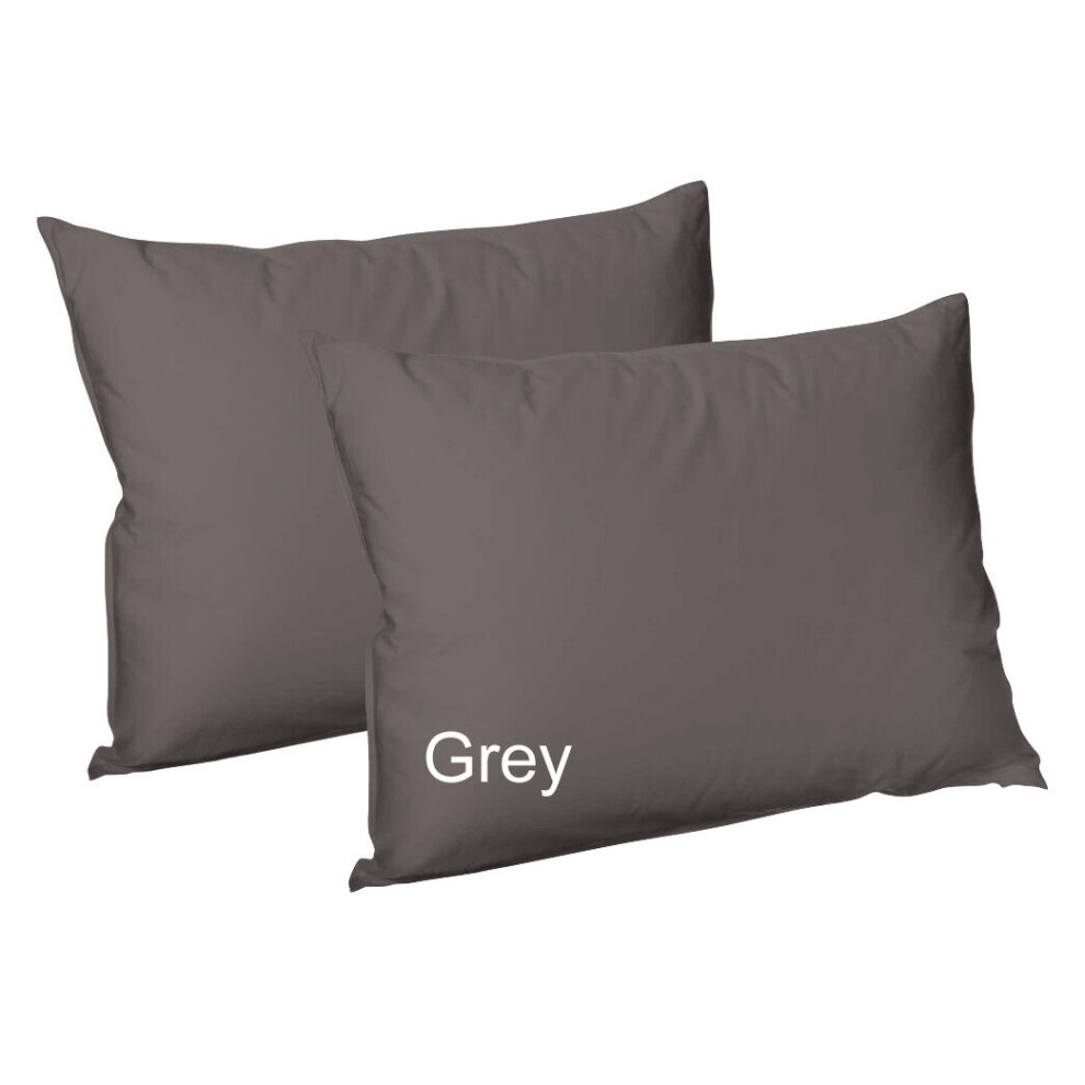 (2x Polycotton Pillowcases (Grey)) Pack of 2,4 Polycotton Pillowcases Standard Size Super Soft Valuable Bedroom Pillow Covers Only.