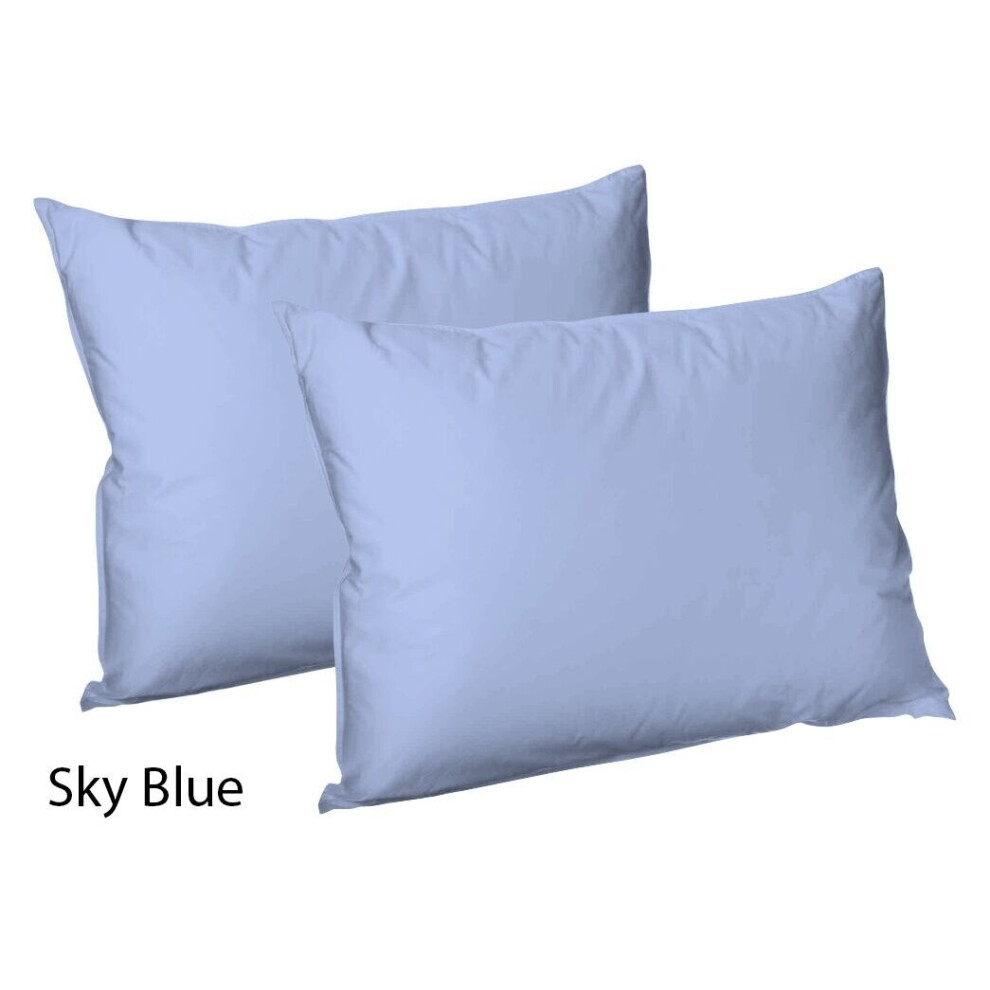 (2x Polycotton Pillowcases (Sky Blue)) Pack of 2,4 Polycotton Pillowcases Standard Size Super Soft Valuable Bedroom Pillow Covers Only.