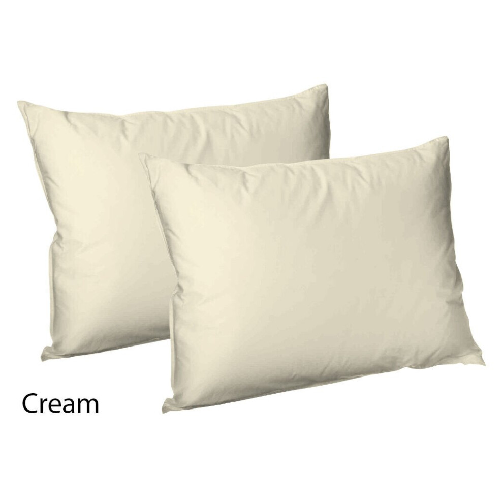 (2x Polycotton Pillowcases (Cream)) Pack of 2,4 Polycotton Pillowcases Standard Size Super Soft Valuable Bedroom Pillow Covers Only.