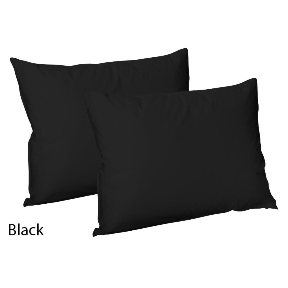 (2x Polycotton Pillowcases (Black)) Pack of 2,4 Polycotton Pillowcases Standard Size Super Soft Valuable Bedroom Pillow Covers Only.