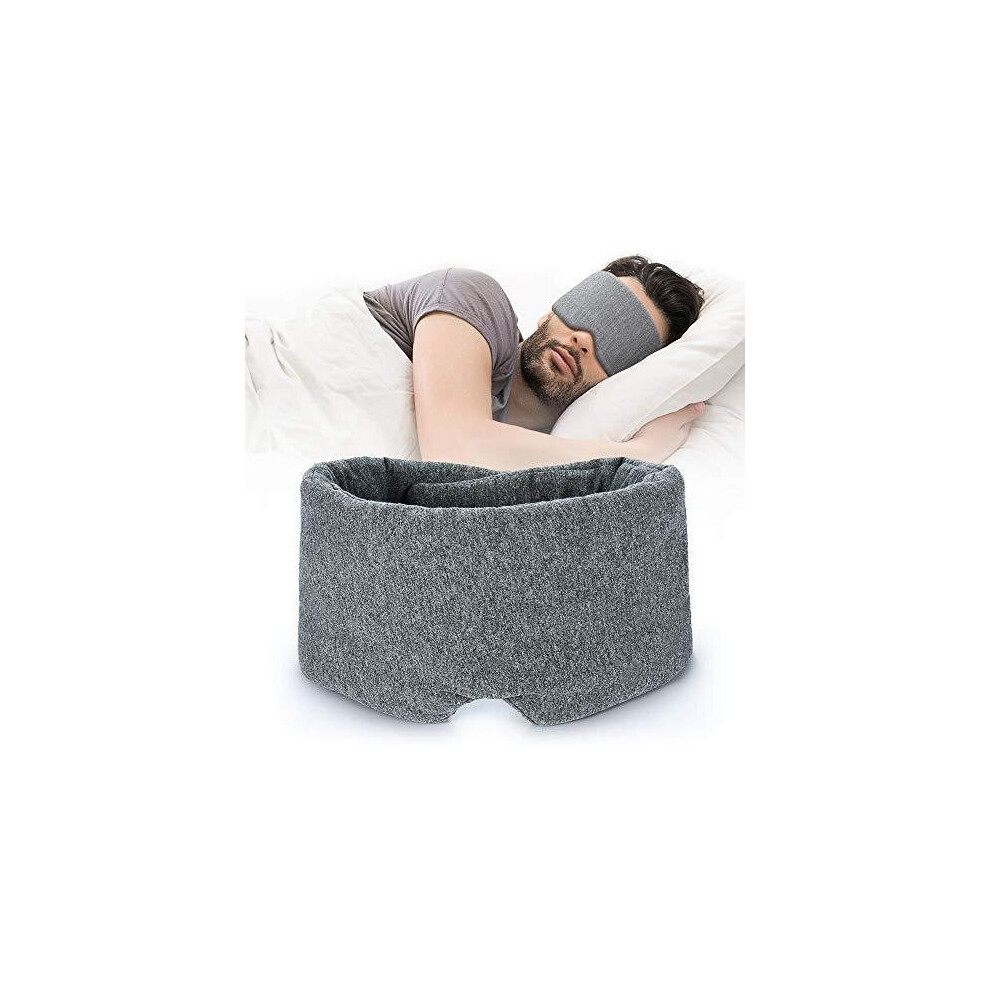 Freshme Gray/Light 100% Handmade Cotton Sleep Mask Blackout - Comfortable & Breathable Eye Mask For Sleeping Adjustable Blinder Blindfold Airplane With Travel Pouch