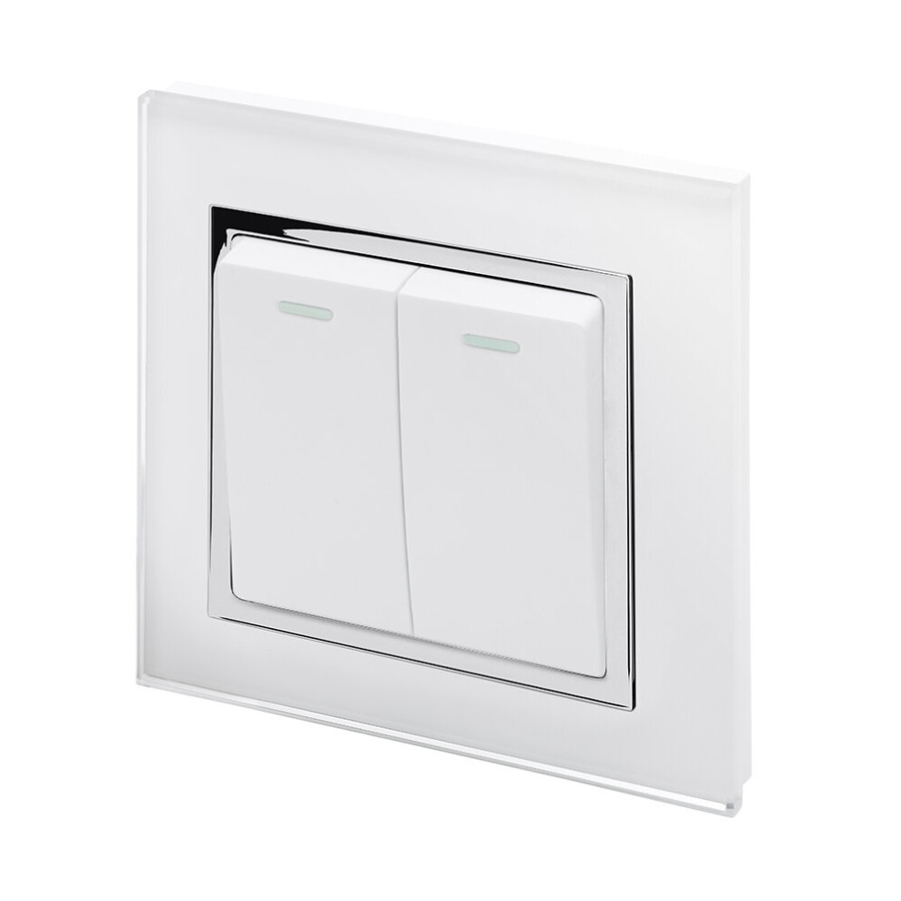 Retrotouch 10A 2 Gang Intermediate Screwless Light Switch - White 5060260692013