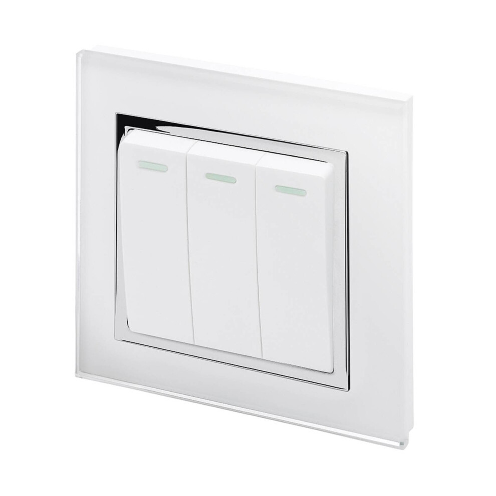 Crystal Ct 3 Gang Rocker Light Switch White 5060260690088