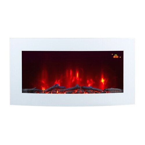 TruFlame 7 colour Side LEDs Wall Mounted Arched White Glass Electric Fire with Log Effect 2