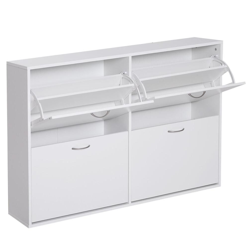 HOMCOM Wooden Shoes Cabinet w/ Multi Flip Down Shelf Drawer White