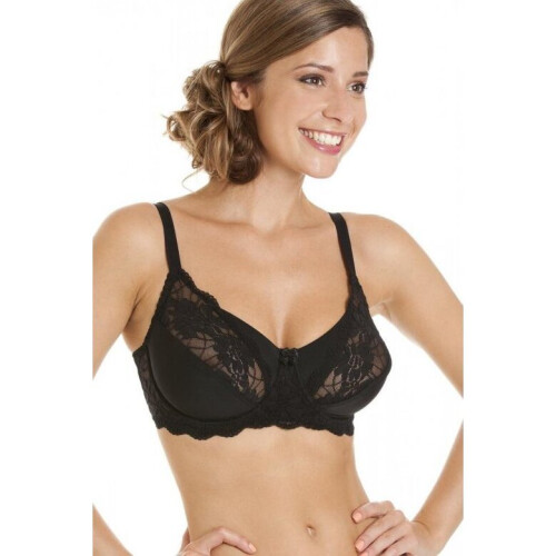 38 B, Black) Camille Womens Full Cup Underwired Lace Bra on OnBuy