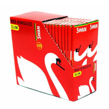 (50 Booklets (Full Box)) Swan Red King Size Slim Genuine Smoking Cigarette Rolling Papers