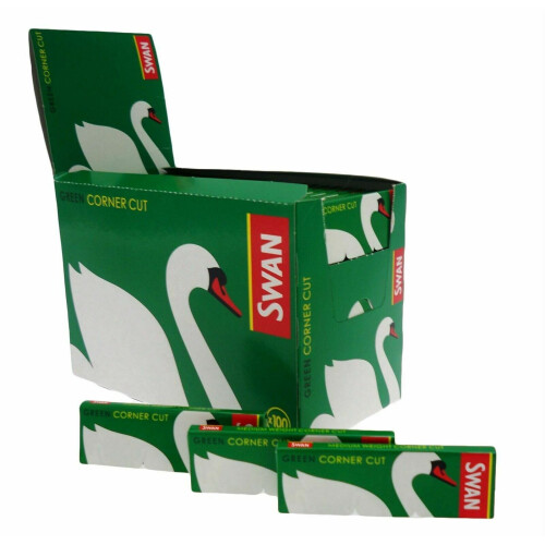 (100 Booklets (Full Box)) Swan Green Regular Standard Smoking Cigarette Rolling Papers