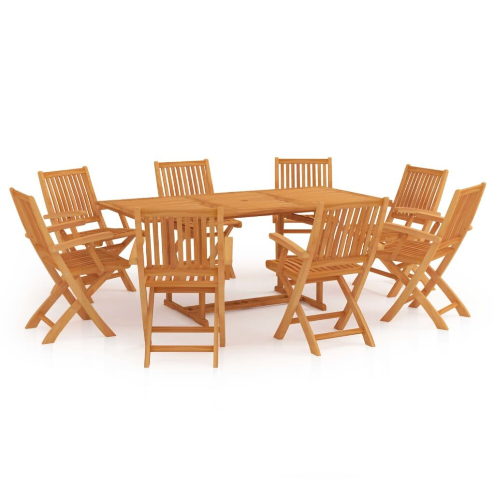 Vidaxl Solid Teak Wood Garden Dining Set 9 Piece Garden Outdoor Furniture