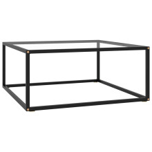 vidaXL Tea Table Black with Tempered Glass 80 cm Accent Couch Sofa Coffee Desk