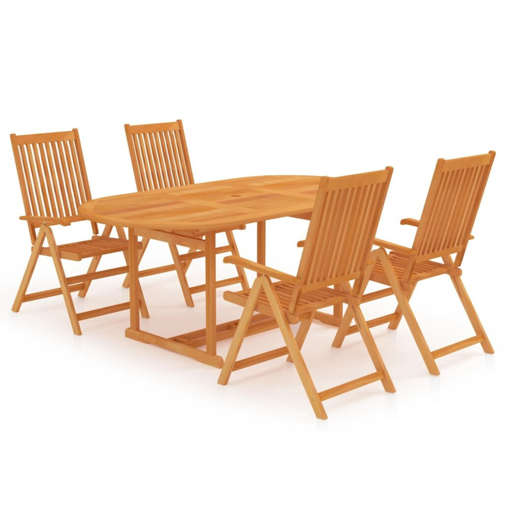 vidaXL Solid Teak Wood Garden Dining Set 5 Piece Wooden Outdoor Furniture Set