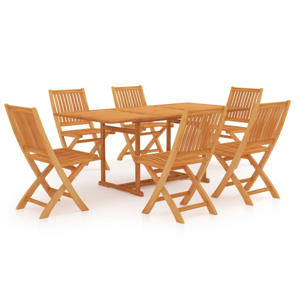 Vidaxl Solid Teak Wood Garden Dining Set 7 Piece Garden Outdoor Furniture