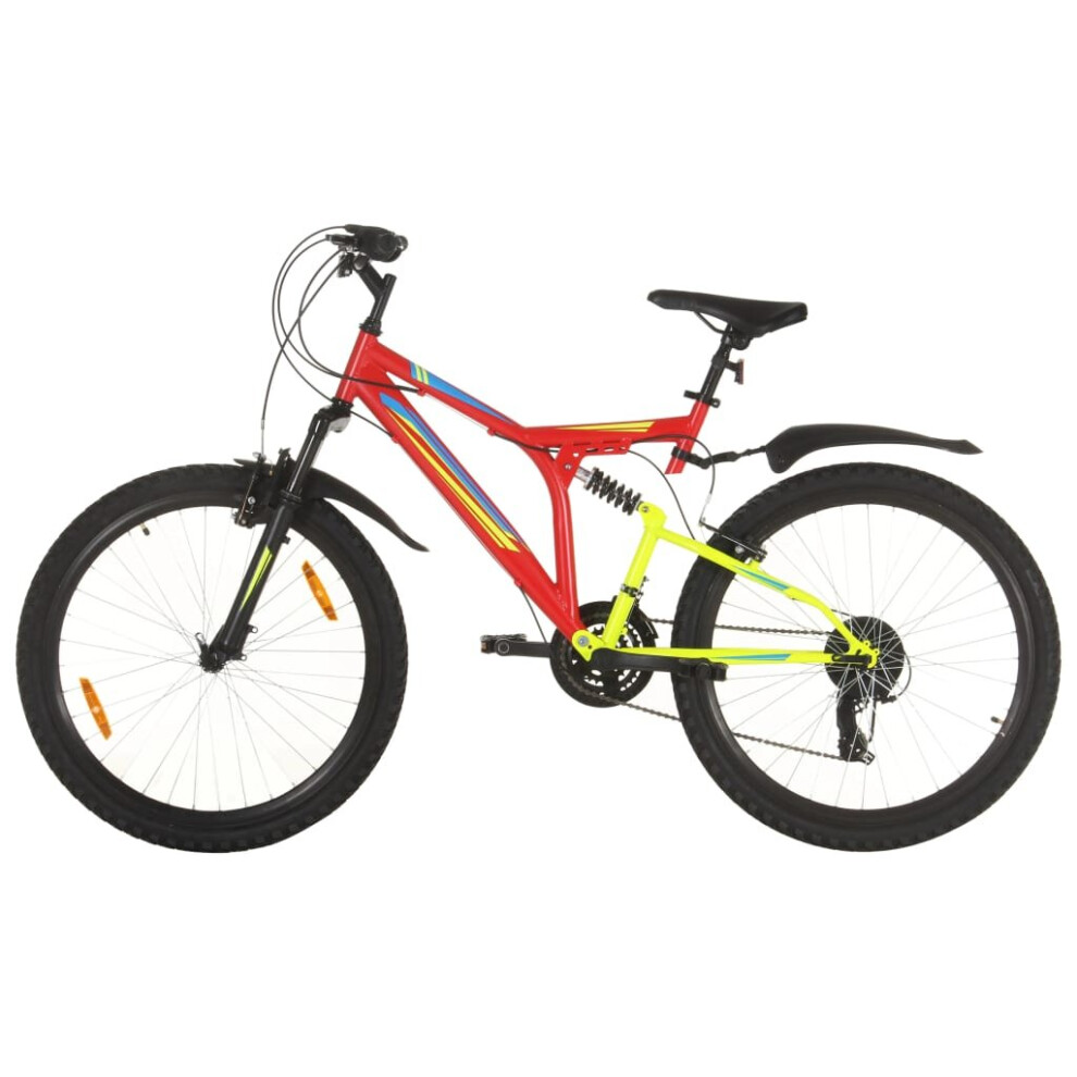 vidaXL Mountain Bike 21 Speed 26 inch Wheel 49 cm Red Outdoor Sport Bicycle