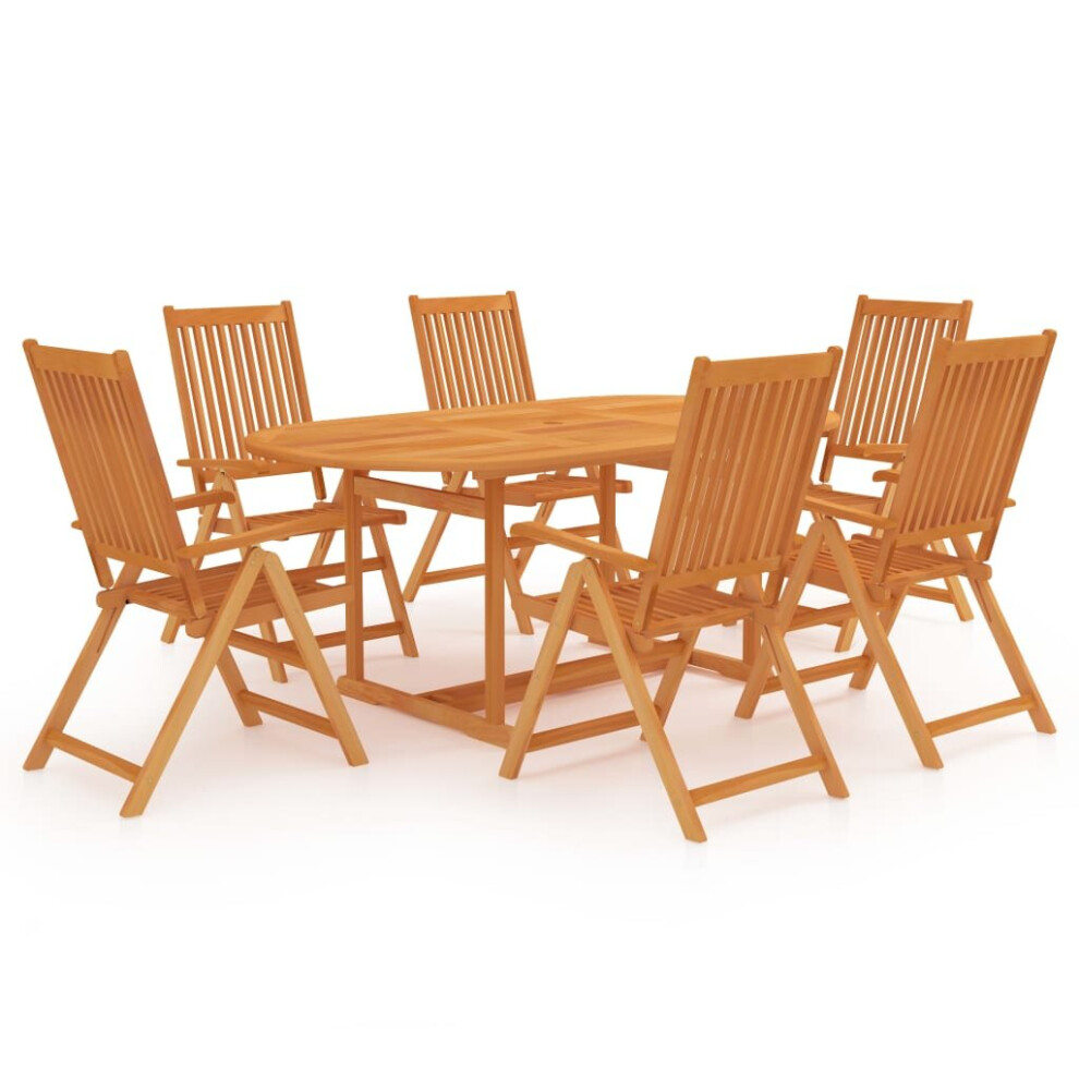 vidaXL Solid Teak Wood Garden Dining Set 7 Piece Wooden Outdoor Furniture Set