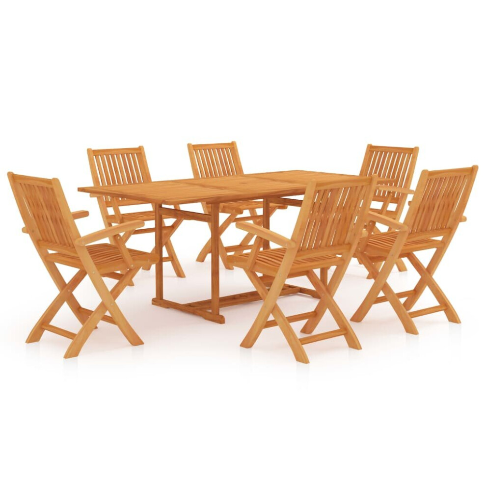 Vidaxl Solid Teak Wood Garden Dining Set 7 Piece Garden Outdoor Furniture