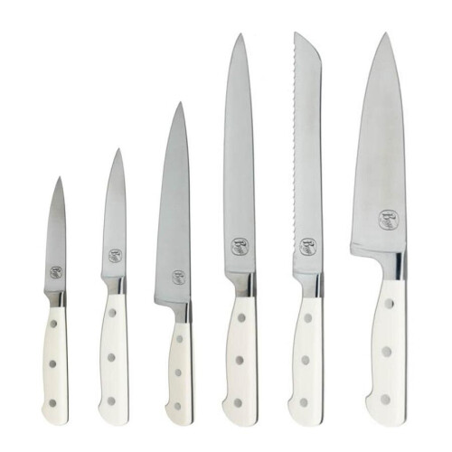 Broggi 6 Piece Stainless Steel Kitchen Knife Set Cream Handles