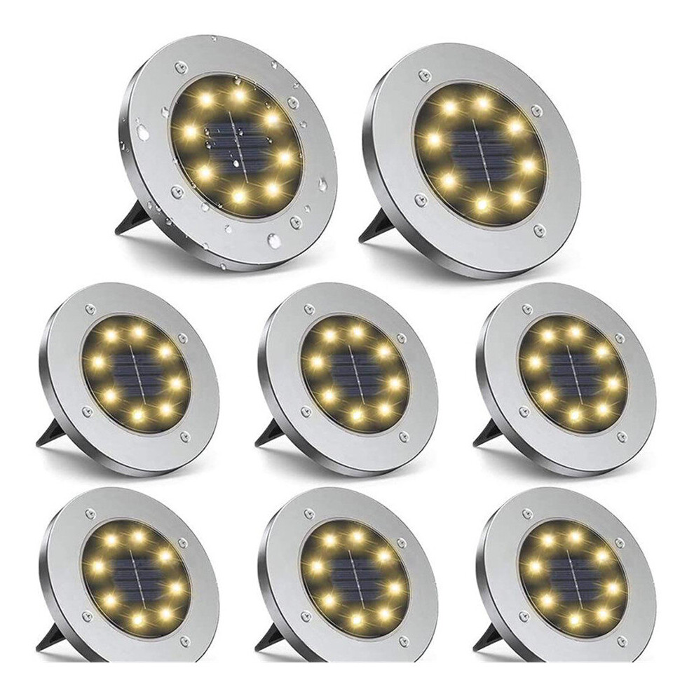 (warm light) 8PCS Solar Garden Lights 8LED Ground Outdoor Light Waterproof Sensing Landscape Lamp