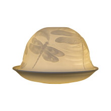 Nordic Lights Porcelain Tealight Candle Holder Dome & Tray - Dragonflies
