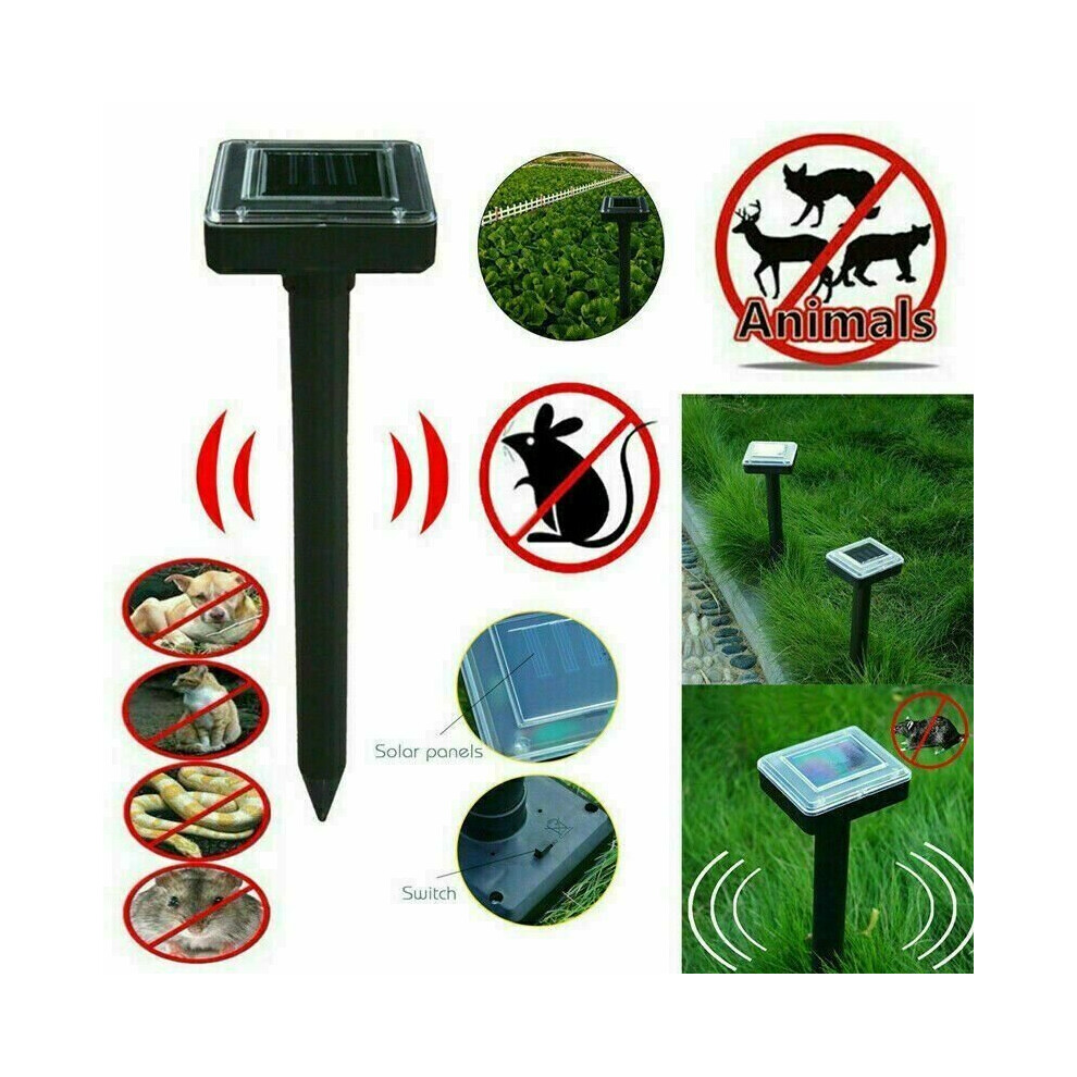 2pcs Solar Power Ultrasonic Pest Animal Repeller Pet Scarer Control