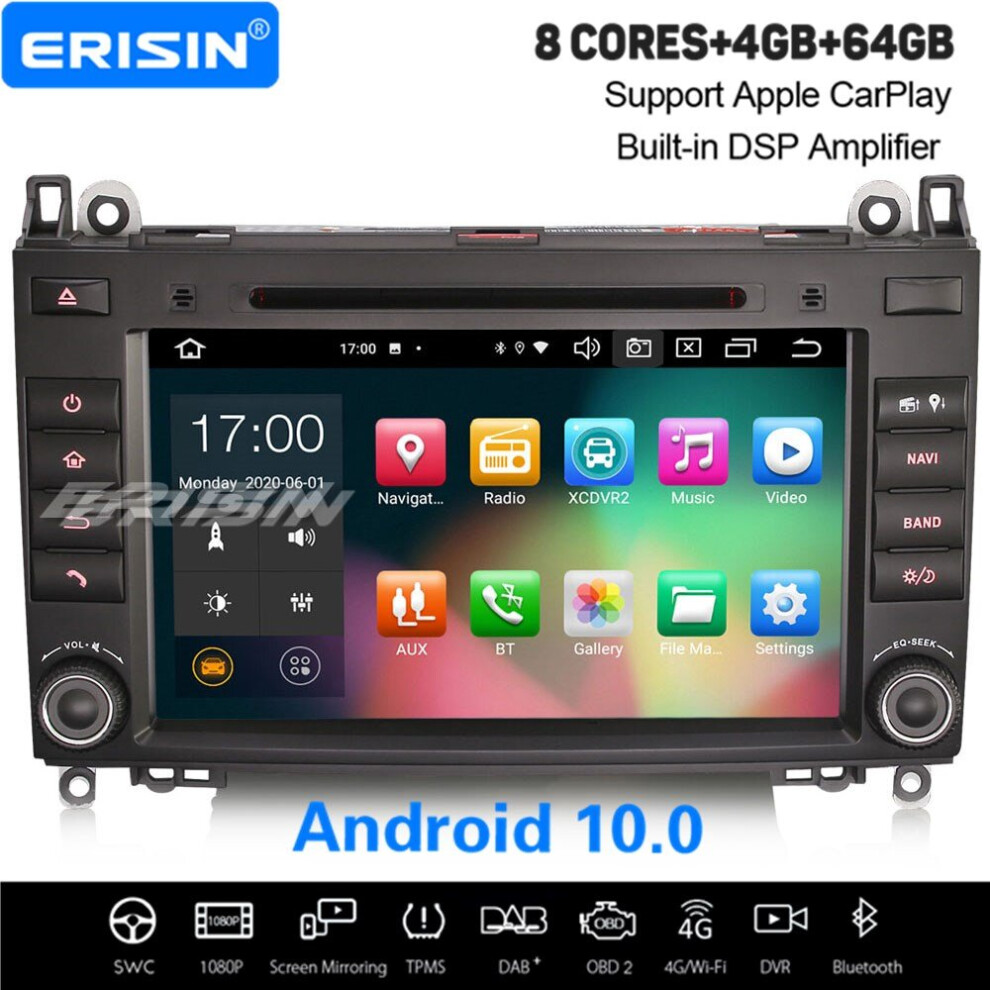 8-Core Android 10 CarPlay Car Stereo DAB+ Sat Nav Mercedes BENZ A/B Class W169 Sprinter Vito Viano VW Crafter