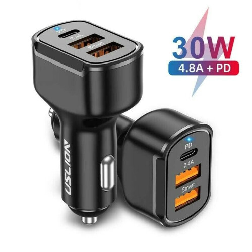 Dual USB PD Type-C Car Charger 30W Fast Charge Adapter For iPhone 12 11 Pro Max