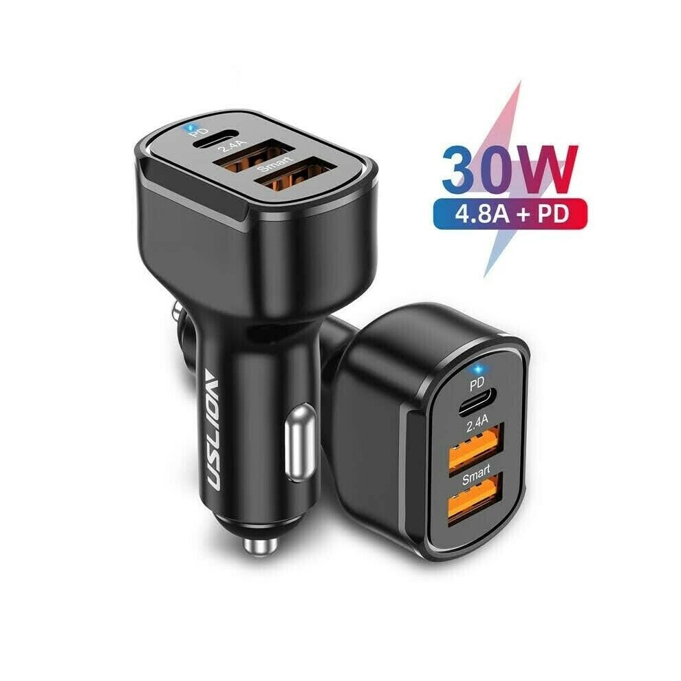 Dual USB PD Type-C Car Charger 30W Fast Charge Adapter For iPhone 12 11 Pro Max