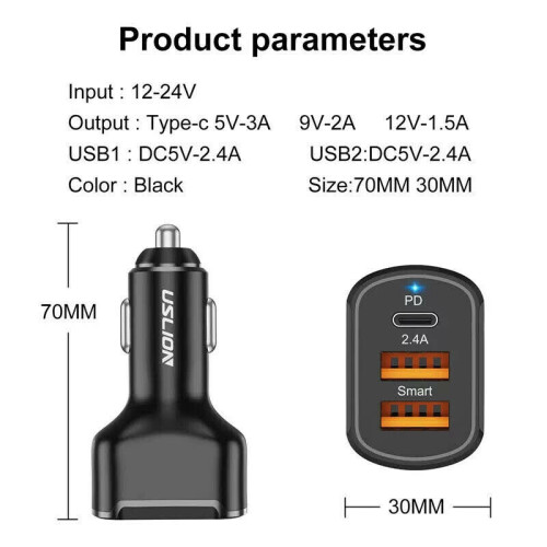 Dual USB PD Type-C Car Charger 30W Fast Charge Adapter For iPhone 12 11 Pro Max 1