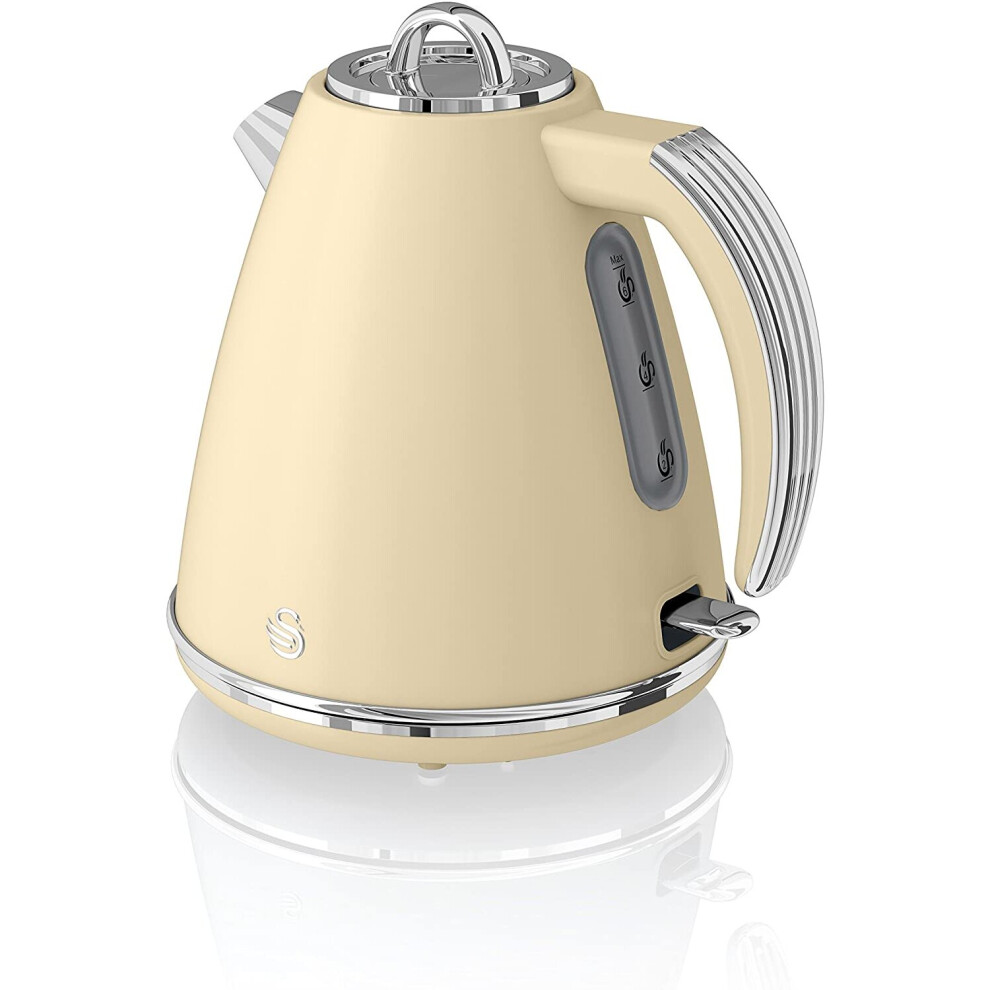 (Cream) Swan SK19020ON, Retro 1.5 Litre Jug Kettle with 360 Degree Rotational Base, 3KW, Orange