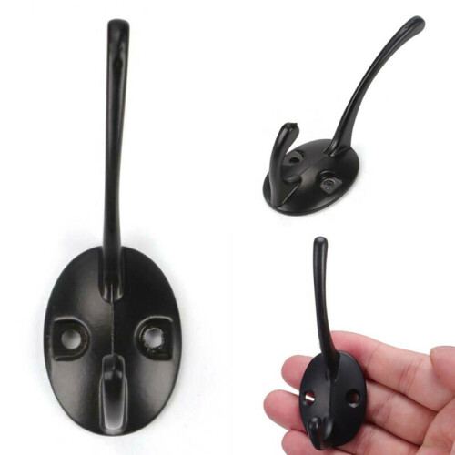 10 Pack Heavy Duty Dual Coat Wall Hooks Wall Mounted 20 Screws Retro Double Hook 1