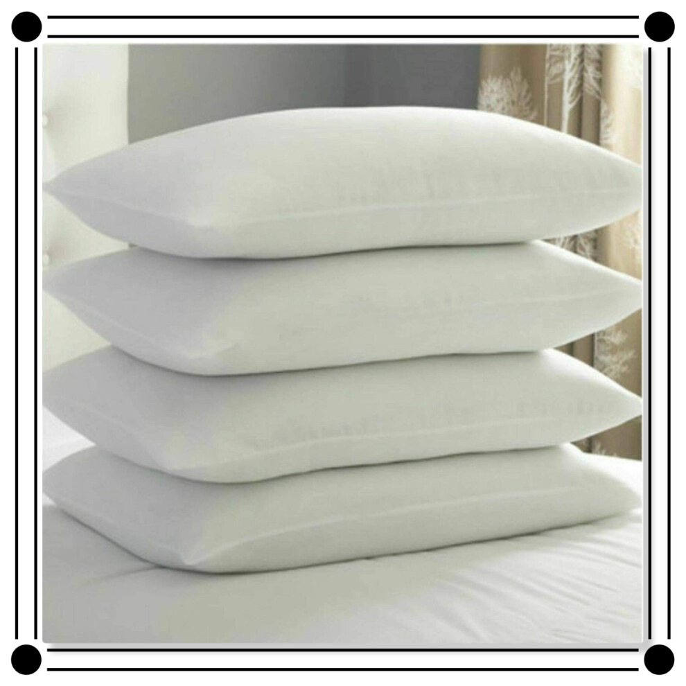 Deluxe Super Bouncy 4x Hollowfibre Pumped Pillows, Anti-Allergenic Extra Filled Deep Sleep Bed Pillows Size 50x75cm.