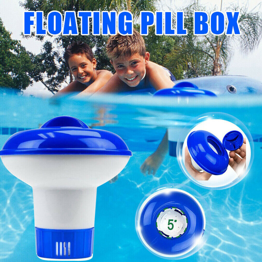 Floating Chlorine Dispenser Pill Box Cleaning Chemical Hot Tub Spa Swimming Pool