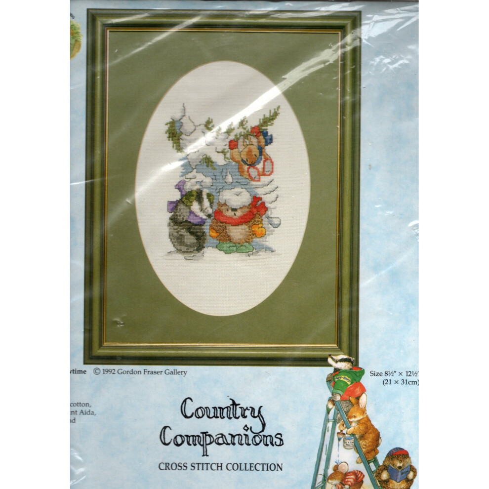 Country Companions Snowtime Cross Stitch Kit Hedgehog Badger Rabbit - K168