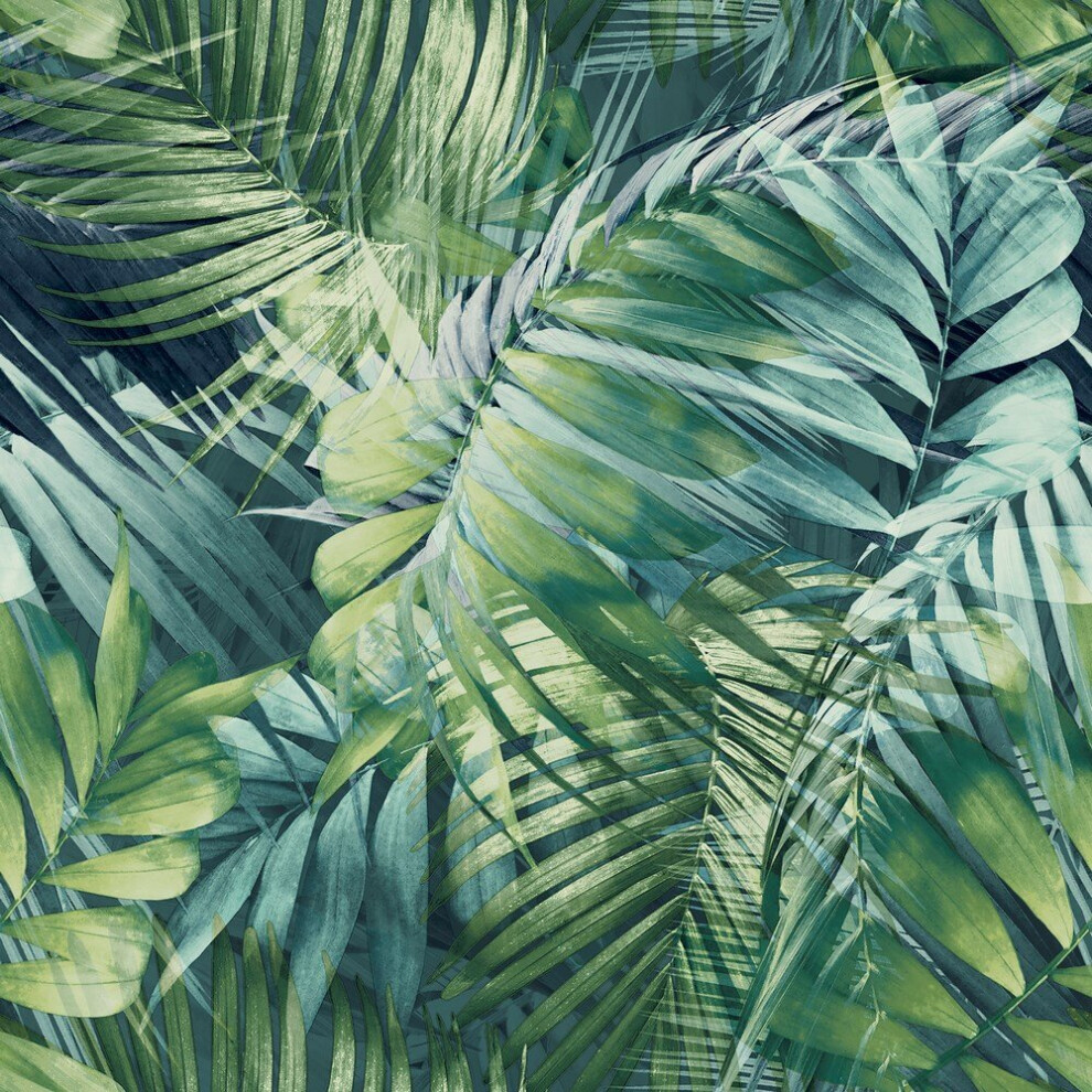 Grandeco Life Antigua Palm Teal Green Wallpaper 170702